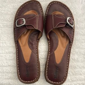 Born Burgundy Leather Slide